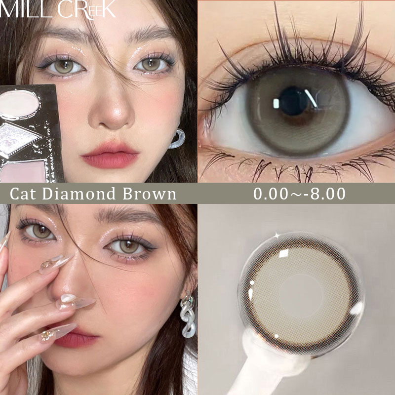 MILL CREEK คอนแทคเลนส์ 0°-800° สีน้ำตาล ขนาดมินิ สีน้ำตาล Mini14.00mm12เดือน คอนแทคเลนส์สี