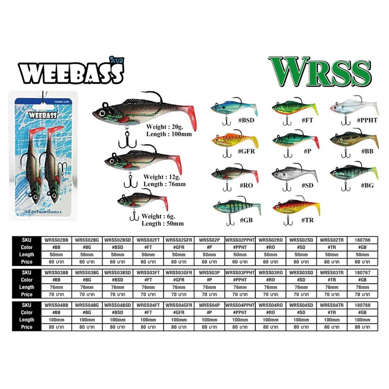 WEEBASS เหยื่อปลายาง - รุ่น WRSS ปลายางแพ็คคู่ ขนาด 3 นิ้ว