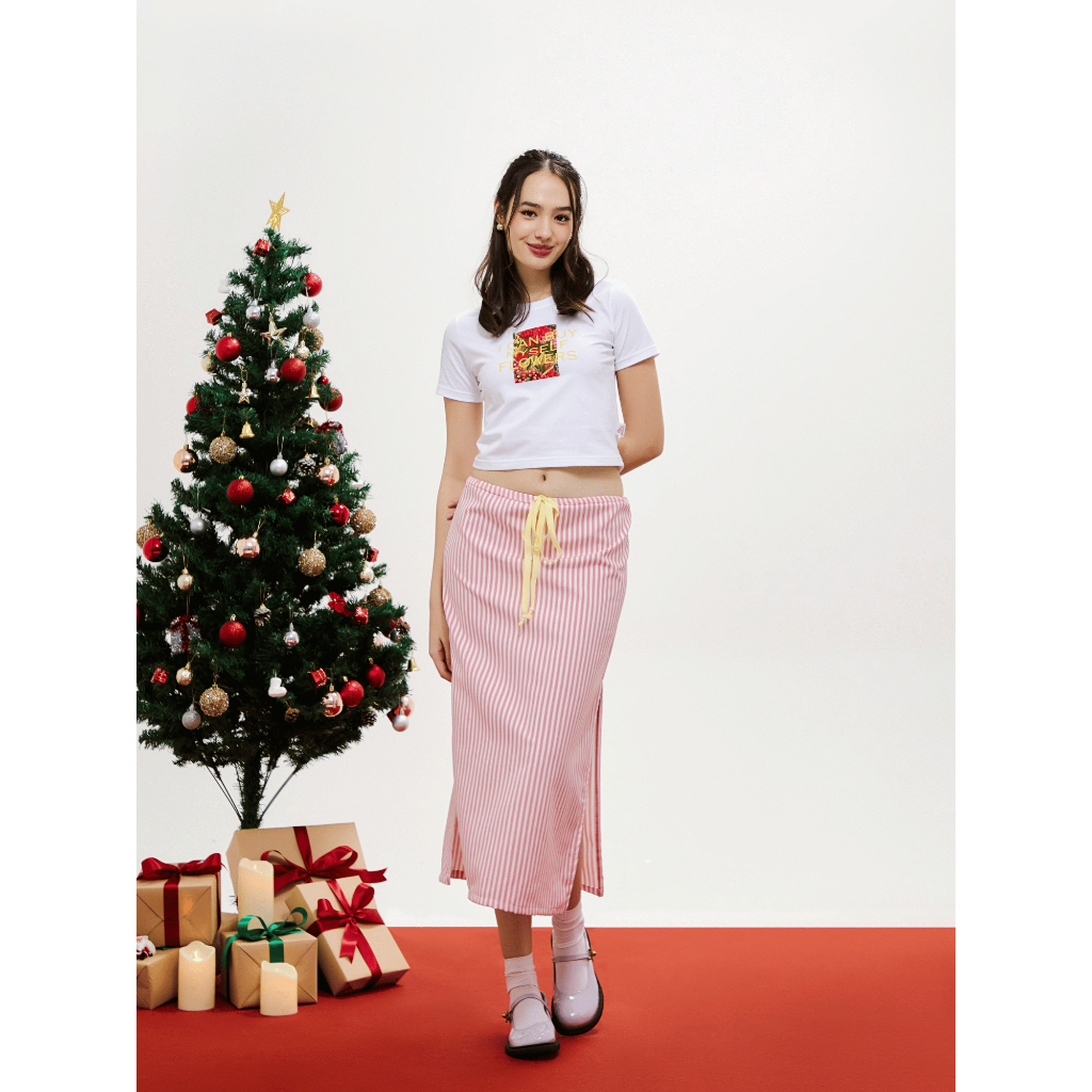 SKIRT - Baby Pink Stripe/Baby Blue Linen/ 50 Shades of Green