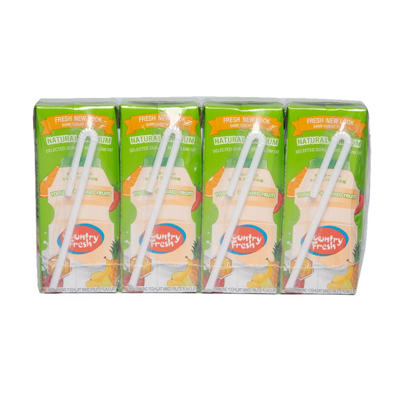 MIX-FRUIT คันทรีเฟรซนมเปรี้ยวผลไม้รวม180มล.x4COUNTRY FRESH YOGHURT180ccX4