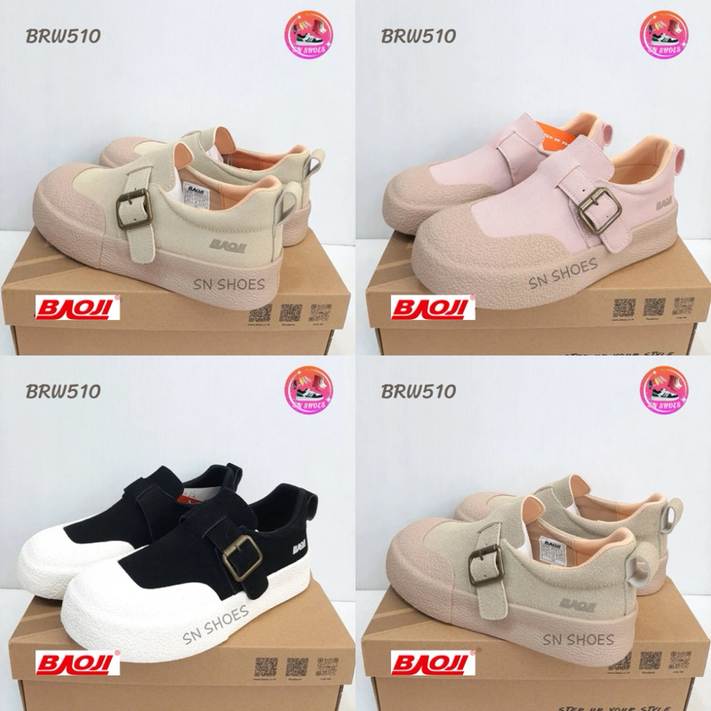 รองเท้าผ้าใบบาโอจิ BAOJI เเท้100% BRW 510 รองเท้าผ้าใบผู้หญิง ไซร้ 37-41