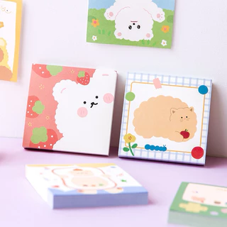 <พร้อมส่ง> กระดาษโน๊ต 100แผ่น 🍎 Cute Note 🧸 ลายการ์ตูน 9ลาย ❌ไม่มีกาว เครื่องเขียน โน๊ต กระดาษจด Memo สัตว์น้อย
