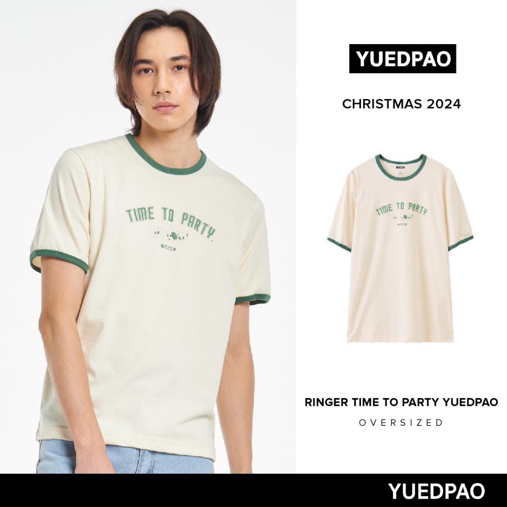 Yuedpao Christmas Collection 2024 ผ้าหนาทรงสวย ยับยากรีดง่าย เสื้อยืดเปล่า เสื้อยืดโอเวอร์ไซส์ Oversize Time to party yp