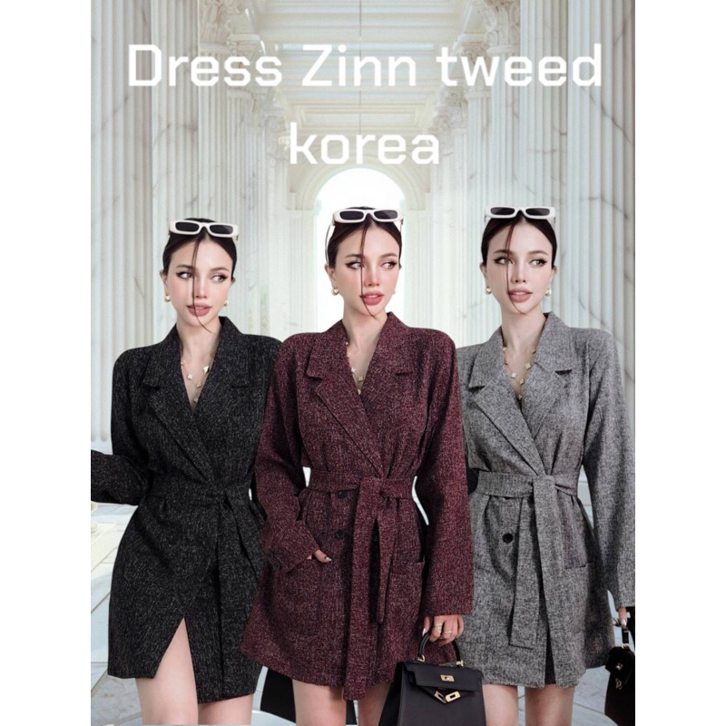 New​ Zinn​ tweed​ korea Tag# cottoncandy เดรสผ้าทวีตส่งออกล่าสุด​ รุ่นนี้ผ้าเกรดเกาหลี​ เนื้อผ้าดีใส่สบายไม่คัน​