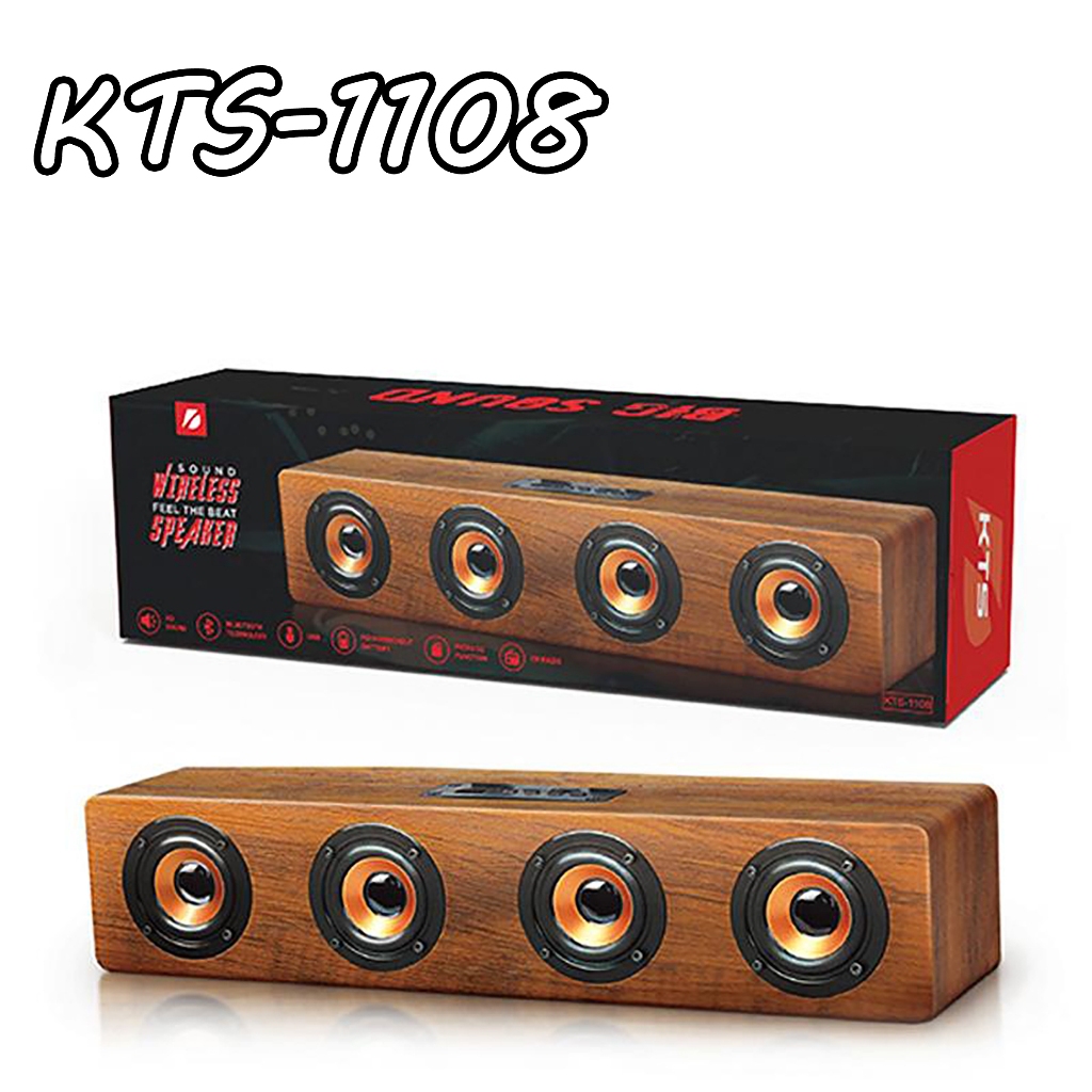 ใหม่ลำโพงบลูทู ธ KTS-1108 เบสลึก 4 ลำโพงไม้