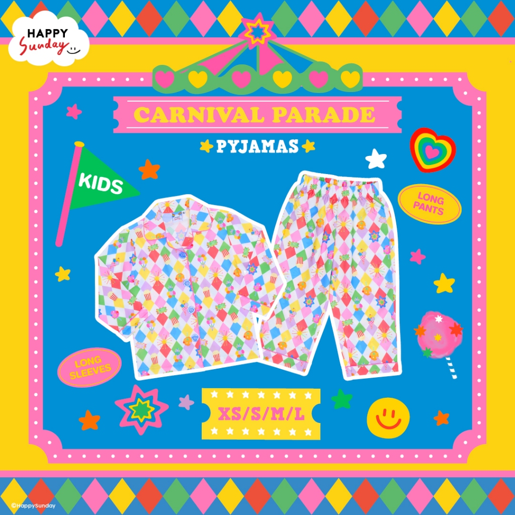 [KIDS SIZE] CARNIVAL PARADE PYJAMAS | ชุดนอนเด็ก ลายเฟสทีฟสีขาว