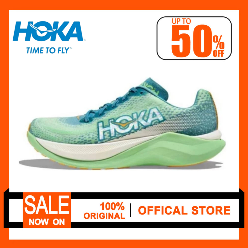(ของแท้ 100%) HOKA Mach X Green White Low Top Sneakers Unisex 1141450-OMLG