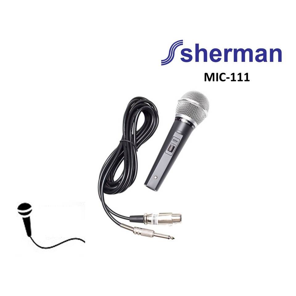 Sherman MIC-111 ไมโครโฟนสายแบบ Dynamic Microphone ไมค์เดี่ยว น้ำหนักเบา พร้อมด้วยช่องต่อแบบ Unidirectional สายไมโครโฟนม