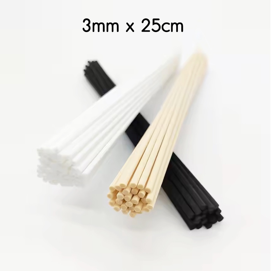 ก้านไฟเบอร์ดูดน้ำหอม 3mm ยาว 25cm 10/50 ก้าน สีดำ ขาว ครีม