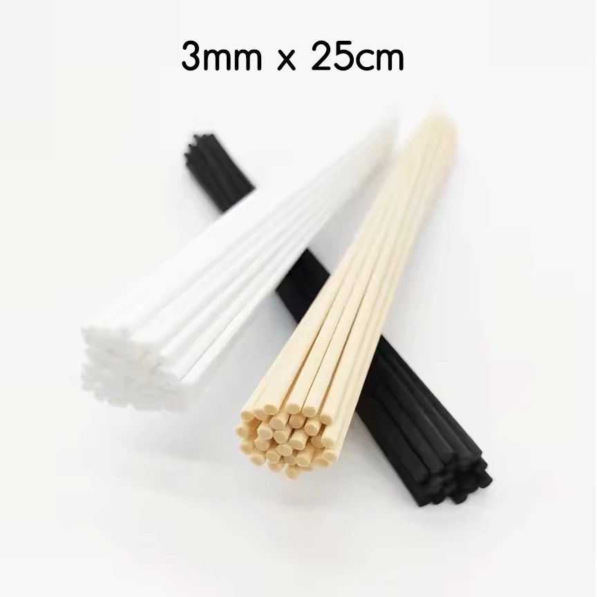 ก้านไฟเบอร์ดูดน้ำหอม 3mm ยาว 25cm 10/50 ก้าน สีดำ ขาว ครีม
