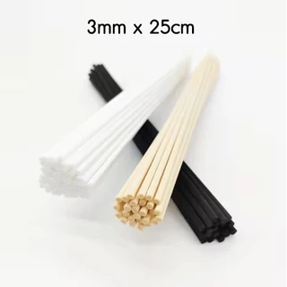 ก้านไฟเบอร์ดูดน้ำหอม 3mm ยาว 25cm 10/50 ก้าน สีดำ ขาว ครีม