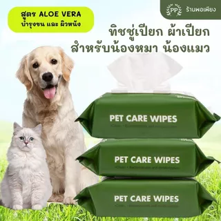 สูตร Aloe Vera ทิชชู่เปียก Pet Wipes 100 แผ่นใหญ่ สำหรับเช็ดสัตว์เลี้ยง ทิชชู่เปียกเช็ดทำความสะอาด ผ้าเปียก 15X20 cm