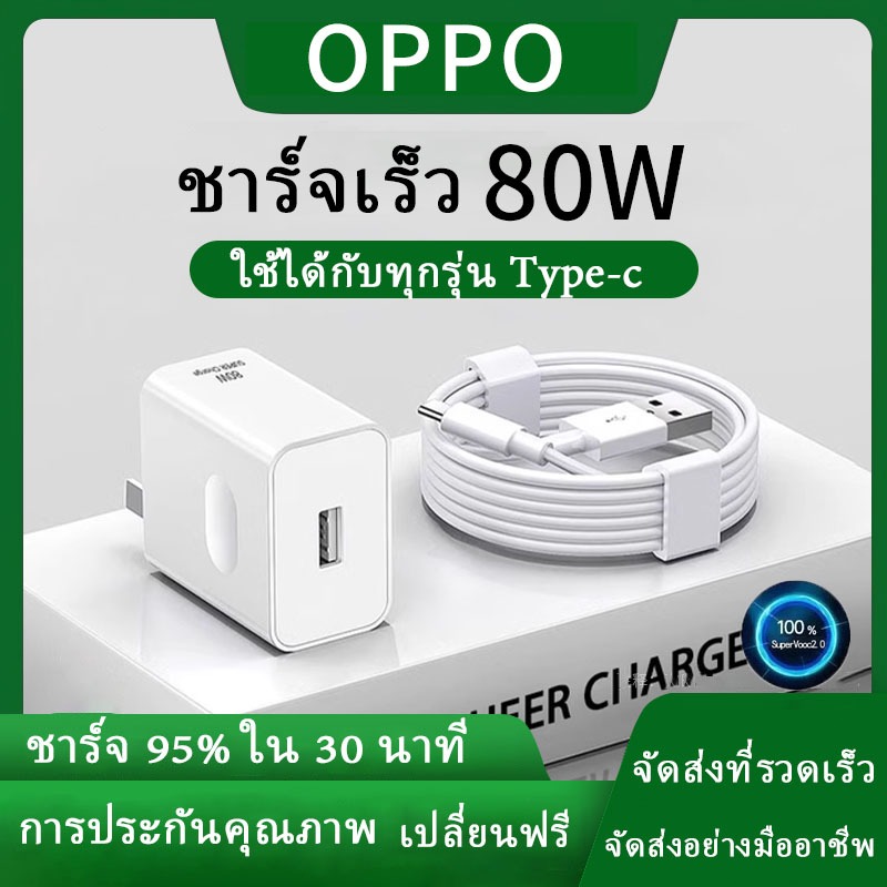 ชุดชาร์จ OPPO ชุดชาร์จออปโป้ 80W ชาร์จเร็ว SUPERVOOC หัวชาร์จ สายชาร์จ Type-C รองรับOPPO Type-C ซีรี่ส์
