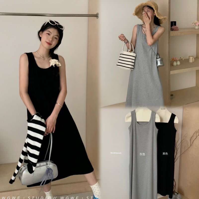8414# เดรสยาว เนื้อผ้าดี ยืดหยุ่นได้เยอะ ทรงสวย ใส่สบาย