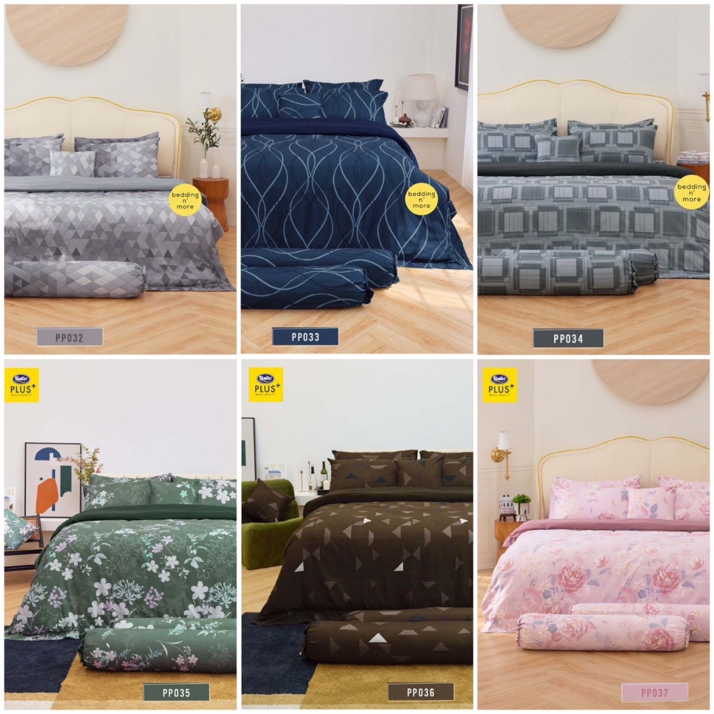 Satin Plus ผ้าปู+ผ้านวม 3.5 5 6 ฟุต สูง 13 นิ้ว ลาย PP032 PP033 PP034 PP035 PP036 PP037