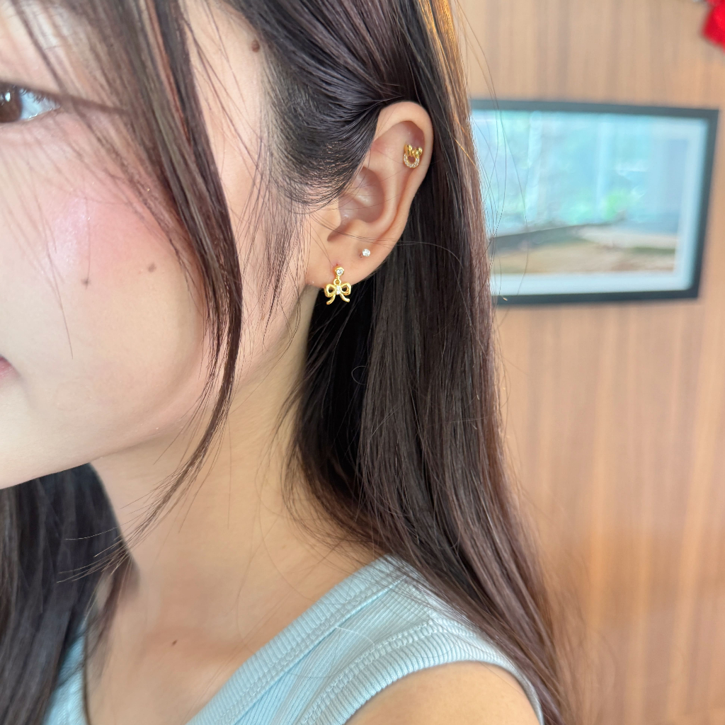 Suwann.na [ราคาต่อคู่] ต่างหู ต่างหูเงินแท้ ต่างหูโบว์ตุ้งติ้ง ราคา ถูกที่สุด ดีลบีเคเค แกลเลอรีภาพที่ 7