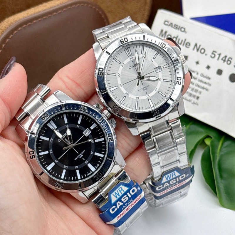 นาฬิกาข้อมือ สายเลท ผู้ชาย มีวันที่ ปลีก-ส่ง พร้อมกล่องคาสิโอ้