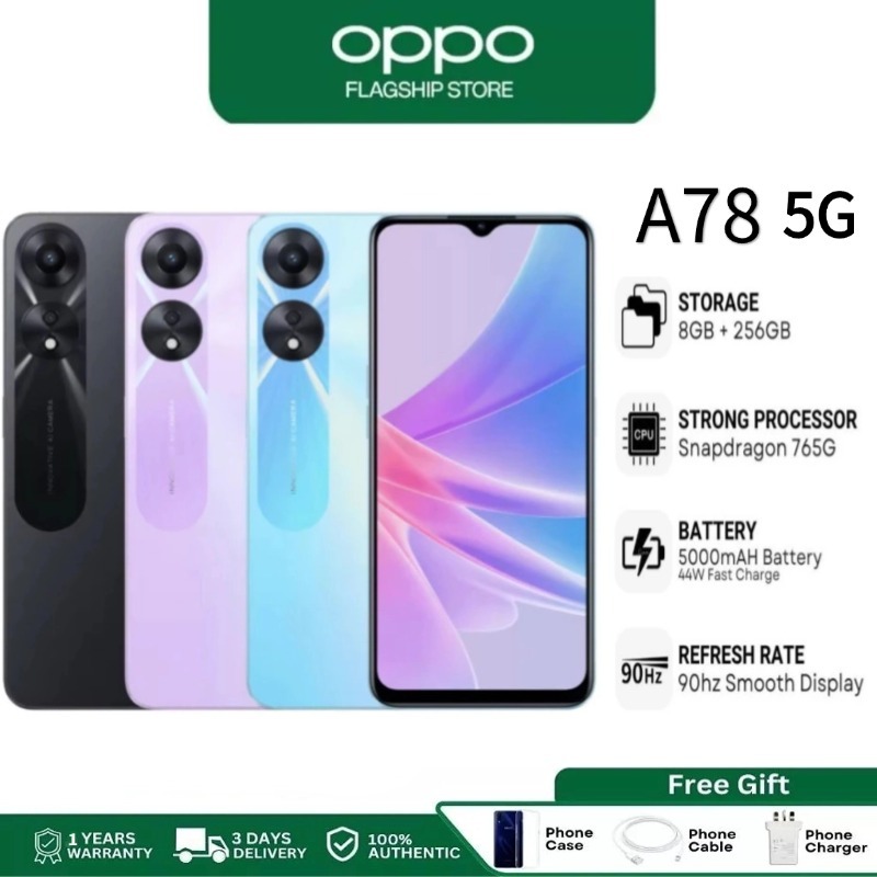 OPPO A78 5G สมาร์ทโฟน (8GB+256GB) 6.56 นิ้ว 90Hz 33W ชาร์จเร็ว แบตเตอรี่ 5000mAh บริการรับประกันสินค้า 1 ปี