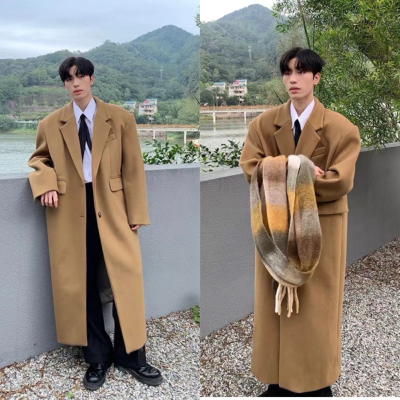 SAMOON.1st Premium Coat รหัสZ0321 เสื้อโค้ทยาวสีน้ำตาลกาแฟ ผ้าวูล งานนำเข้า เกรดพรีเมี่ยม
