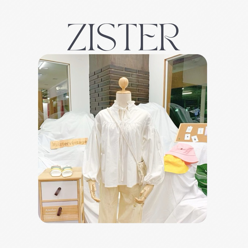 ZISTER | ZV0096 Jinny minimal เสื้อแขนยาวคอระบาย ผูกโบว์ได้