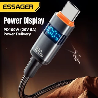 Essager Type-C ถึง Type-C 100W สายเคเบิลข้อมูลจอแสดงผลดิจิตอล พร้อมชิปในตัวเพื่อเอาต์พุตที่เสถียร