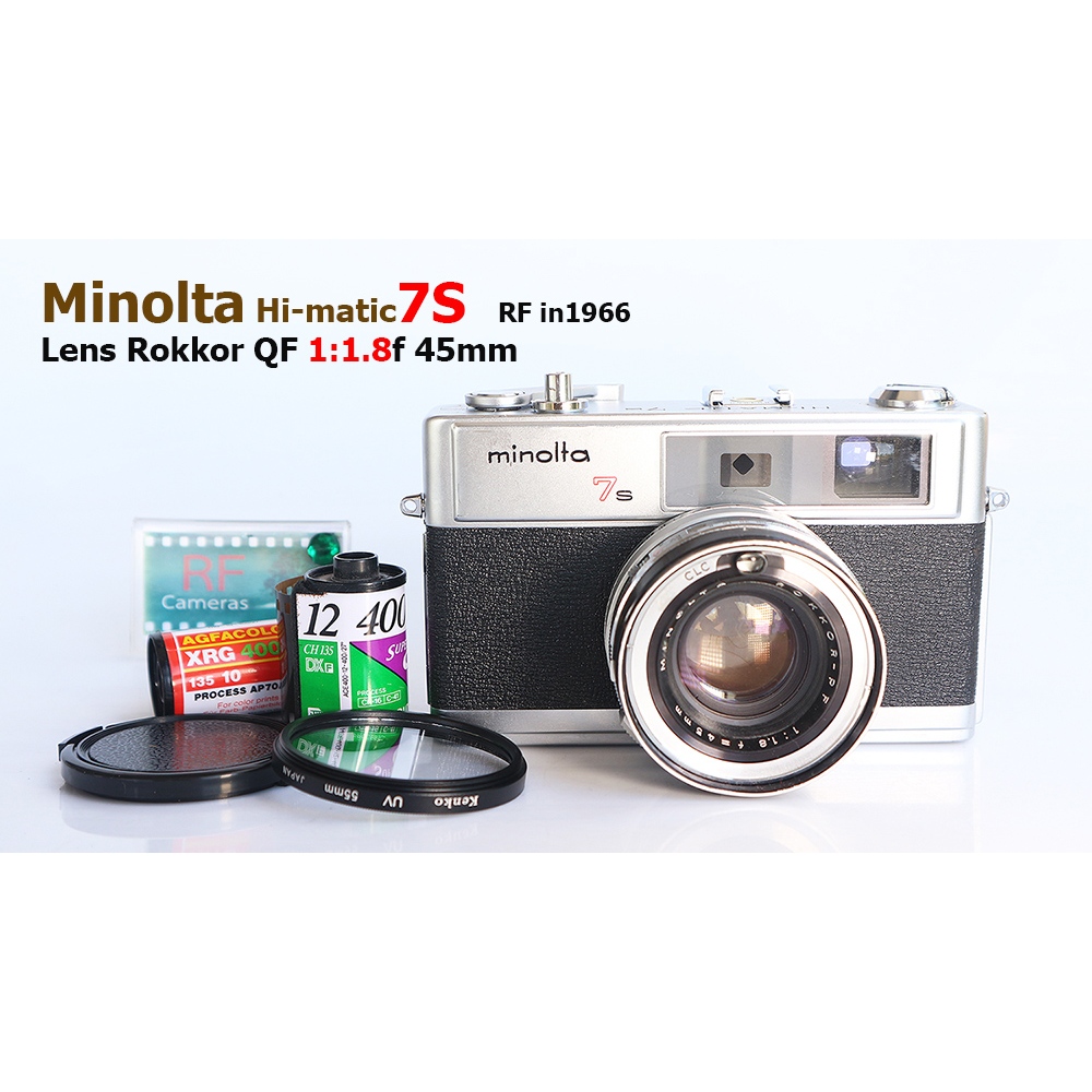 Minolta Hi-matic 7S กล้องฟิล์มมินอลต้า Himatic7S พร้อมเลนส์ Rokkor-PF 45mm F1:1.8 ปี1966 (ฺSN-962723