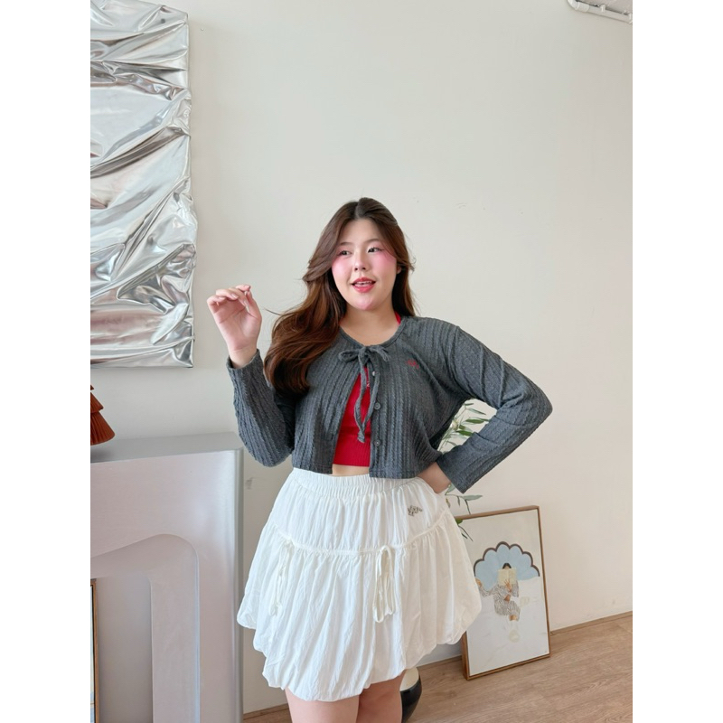 Tintin cardigan 🎀 เสื้อแขนยาวผ้าทอไหมพรม ผูกโบว์ (CD0010) - Merrychubbyhouse - รูปที่ 3