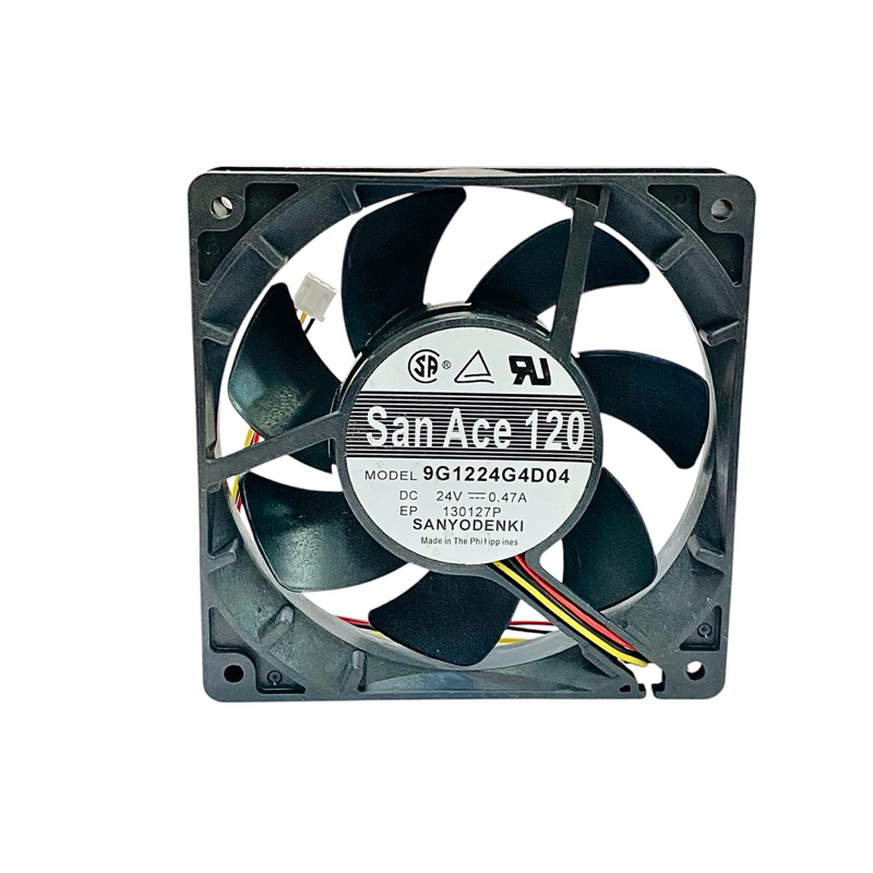 พัดลม 4 1/2” San Ace 120 รุ่น 9G1224G4D04- DC24-0.47A ขนาด 120x120x25mm 3 สาย พัดลมระบายอากาศ ระบายค