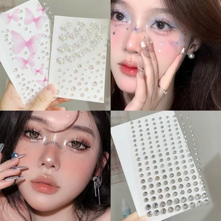 COD-ในไทย💖สติกเกอร์เพชร DIY รูปผีเสื้อดอกไม้3D คริสตัลออโรร่าสีสันสดใส ตกแต่งใบหน้า สำหรับผู้หญิง เครื่องประดับแฟชั่น-Kr