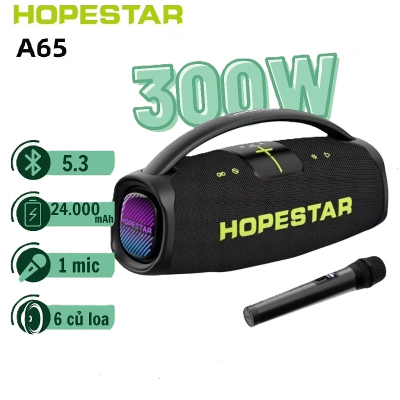 Hopestar A65/A80 ลำโพงบลูทูธ 350วัตต์ พร้อมไมค์ลอย1อัน ลำโพง6ดอก ปรับเบสได้3โหมด รุ่นใหม่ล่าสุด