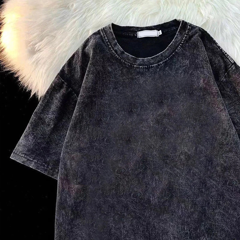 Top.street เสื้อยืด เสื้อสีฟอก ใส่ได้ทั้งชาย-หญิง เสื้อสีพื้น ใส่สบาย ทรงหลวม oversize สีดำ แฟชั่น 3xl