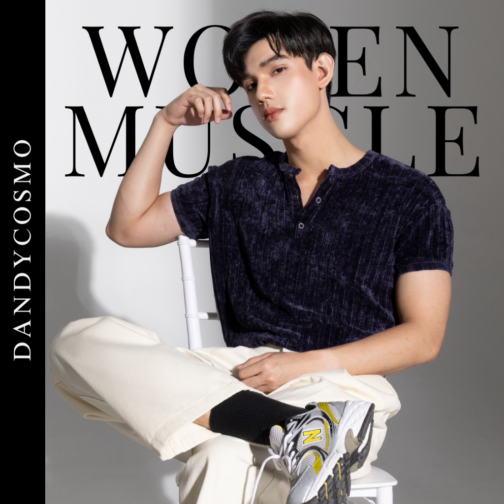 NEW [4สี]เสื้อผ้าทอ Muscle-Fit หุ่นล่ำ รุ่น Woven Ribbed DANDY COSMO ใส่แล้วเสริมไหล่ เสริมกล้าม ช่วงตัว Loose Fit