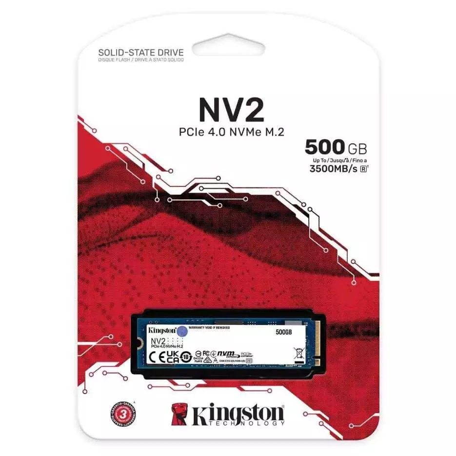500GB SSD (เอสเอสดี) KINGSTON NV2 - PCIe 4.0 NVMe M.2 2280 (SNV2S/500G)