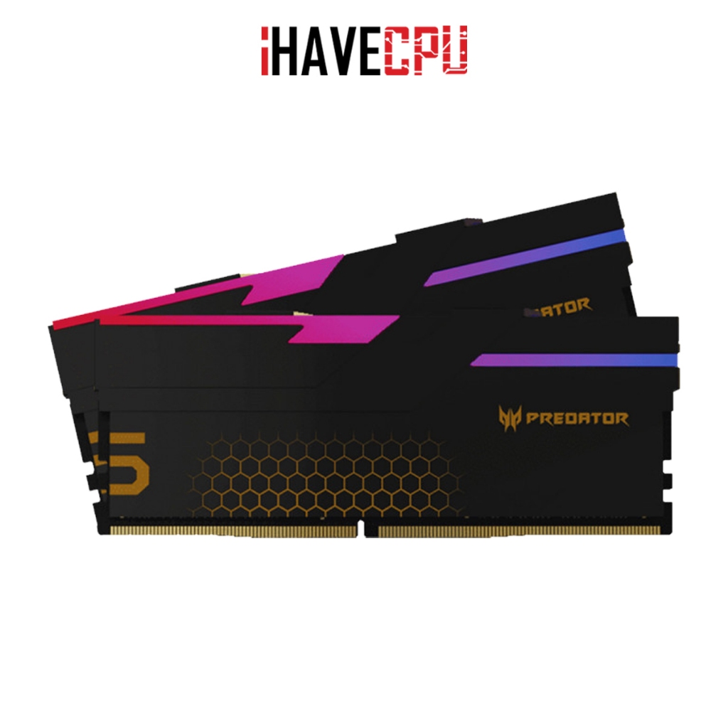 iHAVECPU RAM (แรม) PREDATOR HERMES RGB 32GB (16x2) DDR5 6400MHz BLACK (BL.9BWWR.391)