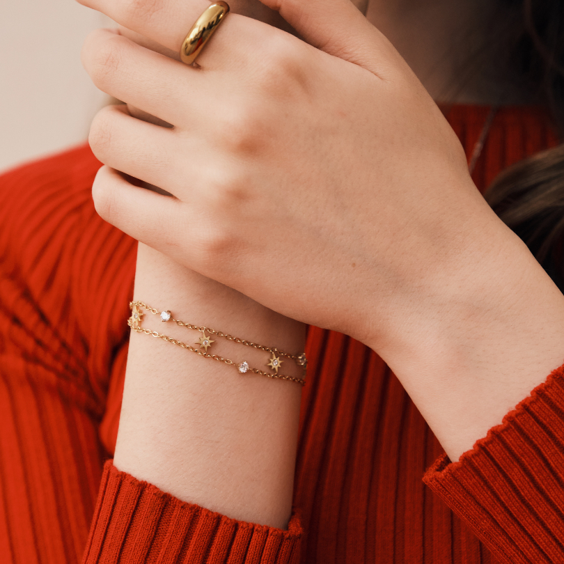 Bemet snowflakes double bracelet กำไลสแตนเลส