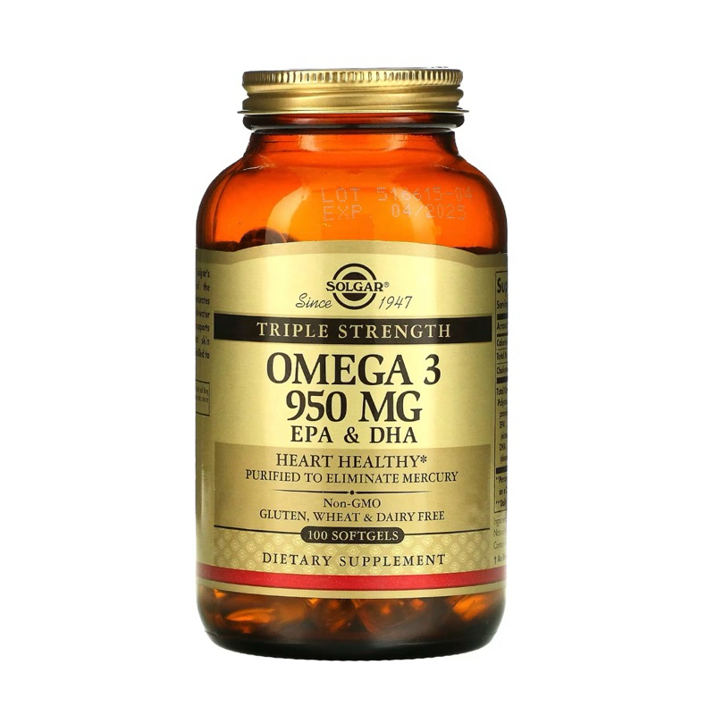 (exp.04/2028) Solgar Omega 3 , EPA & DHA, Triple Strength, 950 mg, 100 Softgels