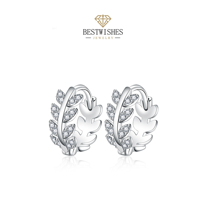 Jewelry ต่างหูเพชร ต่างหูทองคำขาว ต่างหูสำหรับสุภาพสตรี ต่างหูแฟชั่น Lucky ต่างหู E009H ของขวัญ