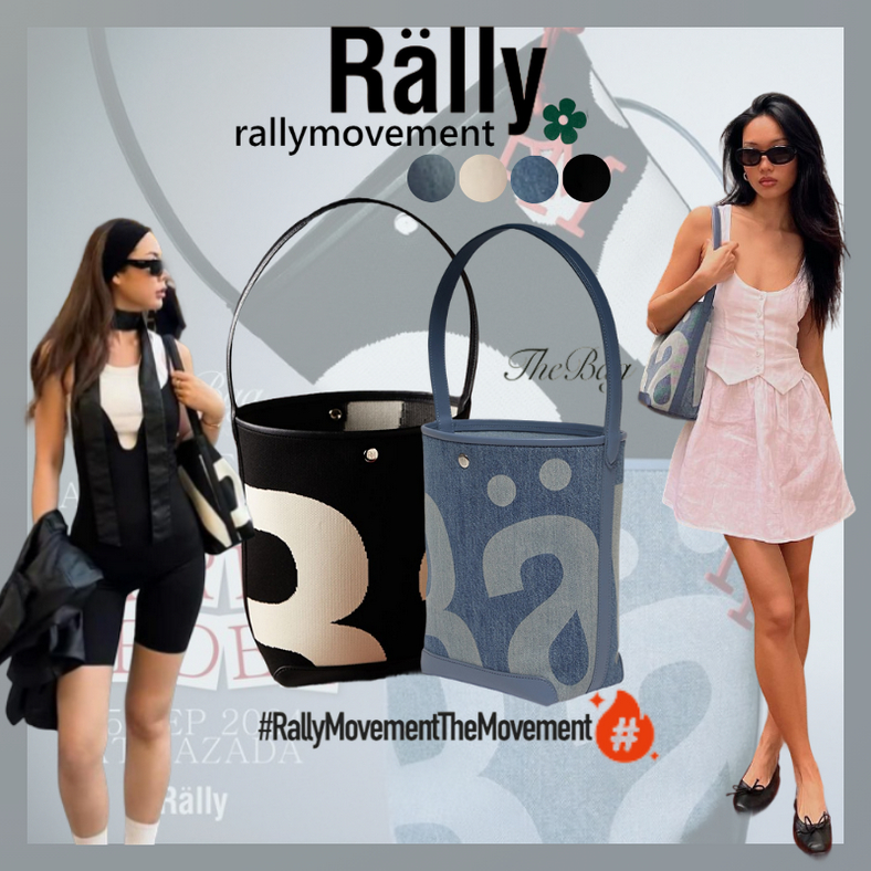 อุปกรณ์ครบ Rally The Bag ของแท้ Rally Movement กระเป๋า Bucket Bag กระเป๋าทรง Bucket ทอลายโลโก้
