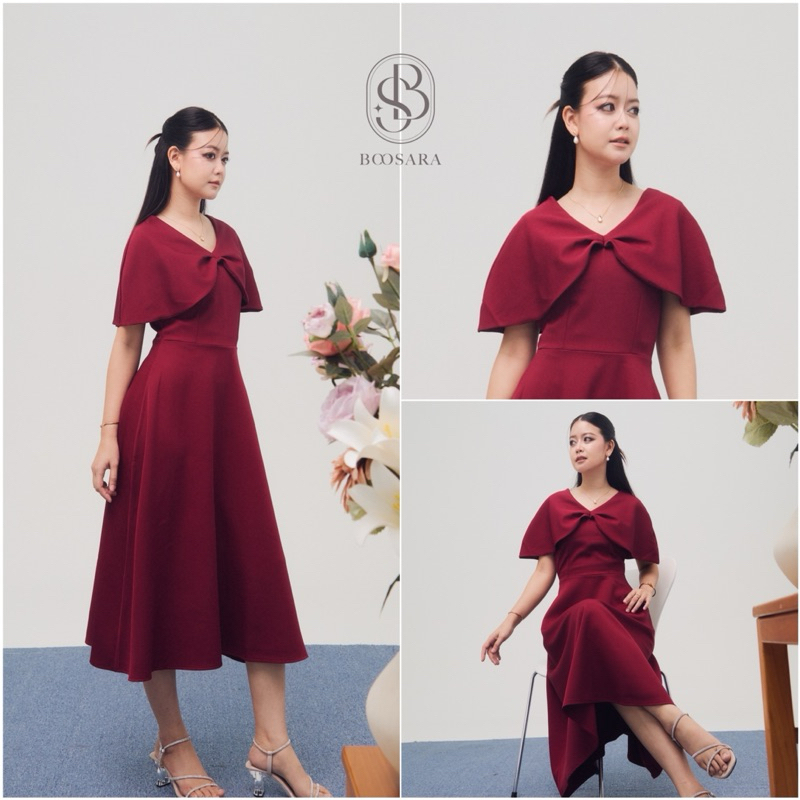 Frannie Dress ชุดเดรสโบว์ทรงพริ้วใส่ทำงานก็สวย ใส่ออกงานก็เริ่ด ต้องมีน้าาา - BSR C.