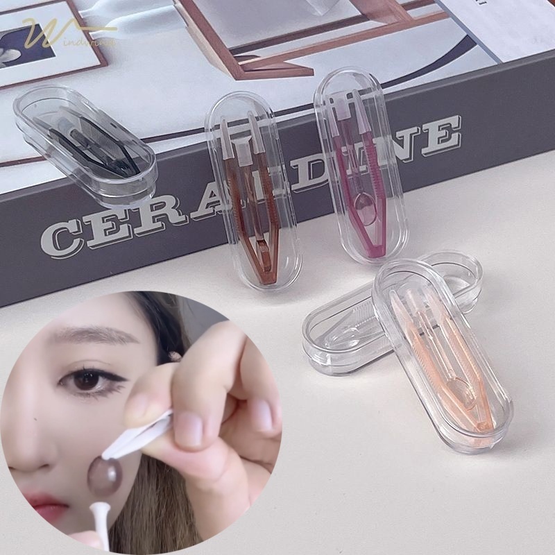 Windind พร้อมส่ง ที่คีบคอนแทคเลนส์ แบบใส คอนแทคเลนส์ พร้อมกล่องเก็บ ที่คีบเลนส์ ตัวดูดเลนส์ กล่อง