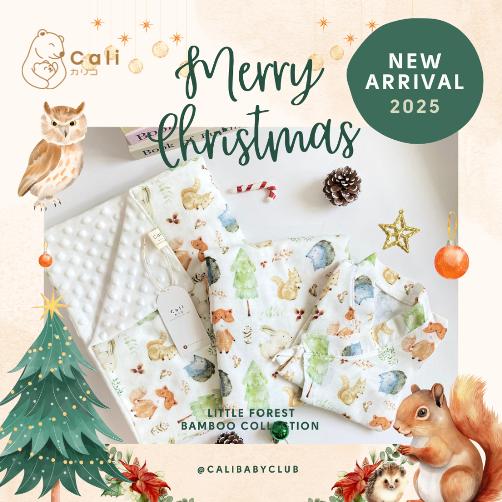 Cali Bamboo Collection Little Forest ผ้าห่มดอท-ผ้าห่อตัว-รอมเปอร์ ผ้าใยไผ่ธรรมชาติ70%*ป้ายCali baby