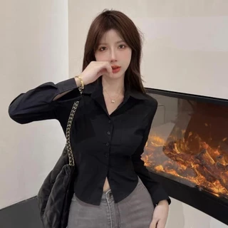 เสื้อเชิ้ตแขนยาวสีขาว ดีไซน์เก๋ สไตล์น้อยคน ใส่แล้วดูเพรียว
