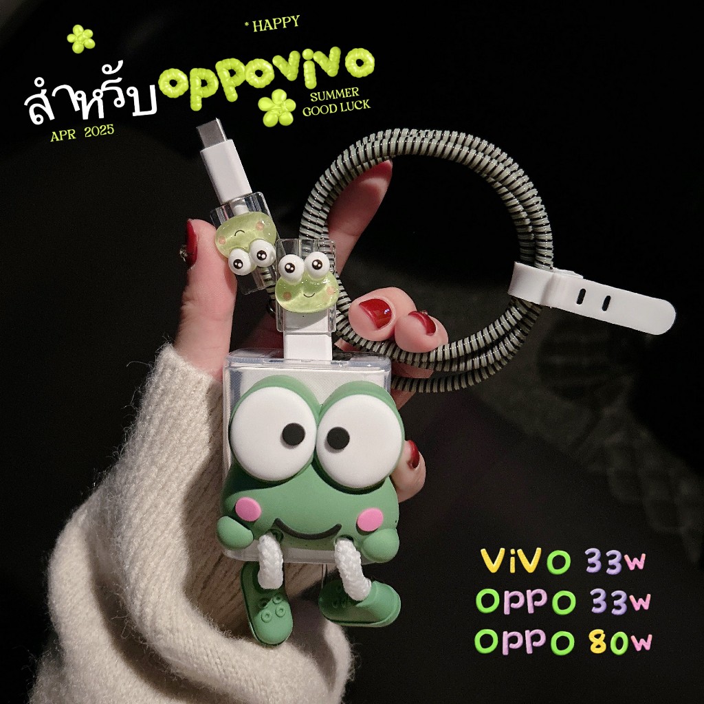 พร้อมส่งจากไทย  ชุดพันสาย เคสหัวชาร์จ ลายการ์ตูน ตัวถนอมสาย USB oppo 80w 67w vivo33w 44w ถนอมสายชาร์จ - รูปที่ 3