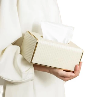 ตกแต่งบ้าน กล่องใส่ทิชชู่ ขอบทอง Luxury Design ตกแต่งห้องสวยงาม แข็งแรง ทนทาน กระดาษเช็ดหน้า