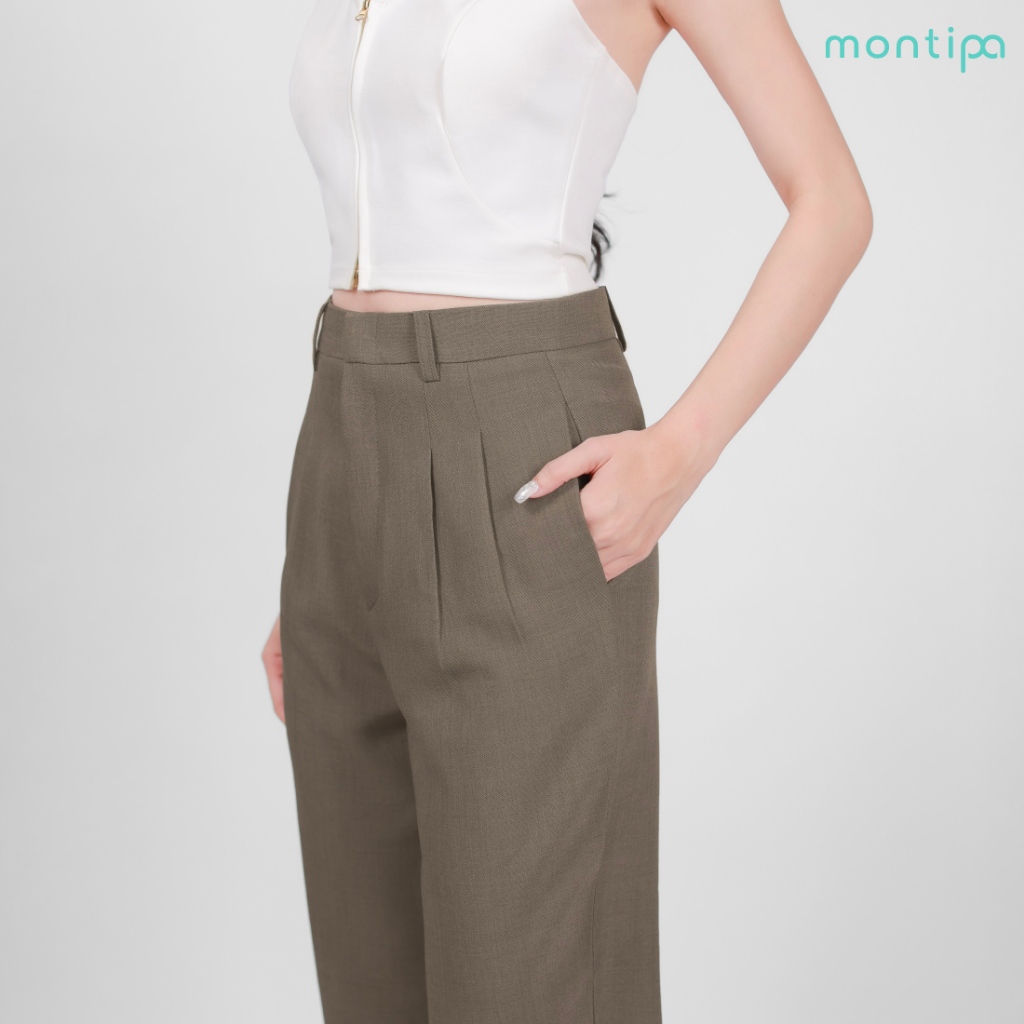 Montipa กางเกงทรงสอบ ซิปหน้า ดีเทลแต่งจีบด้านหน้า ผ้า Comfort 4CPSZ14 ราคา ถูกที่สุด ดีลบีเคเค แกลเลอรีภาพที่ 3
