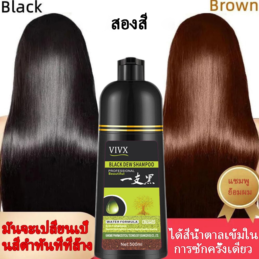 VIVX ย้อมผม เปลี่ยนสีผม ย้อมผม ผมดำภายใน 10 นาที บำรุงผม ปิดผมขาว ครีมย้อมสีผม ยาย้อมผม สมุนไพรปิดผมหงอก 500 ml