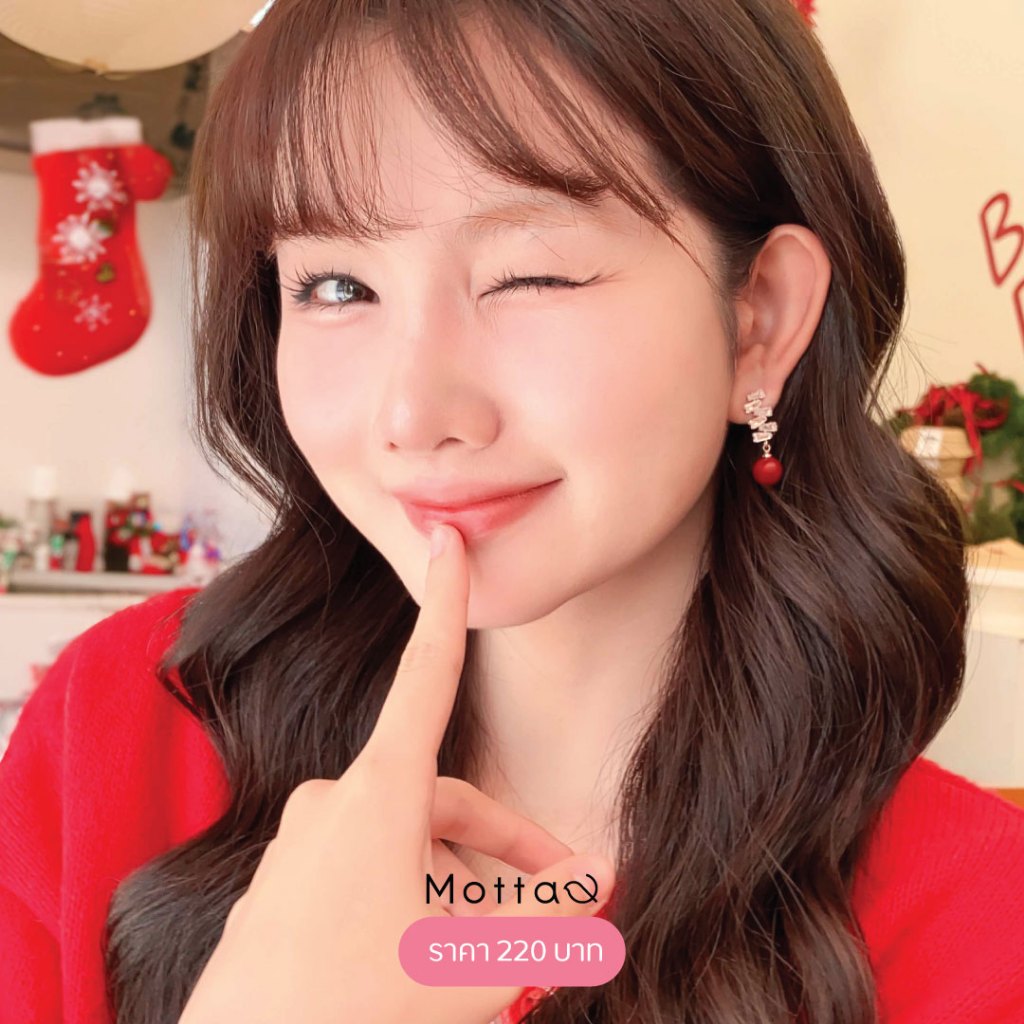 Motta Earring ต่างหูติดหูชุบทองคำขาว ต่างหูแฟชั่น ก้านเงินแท้