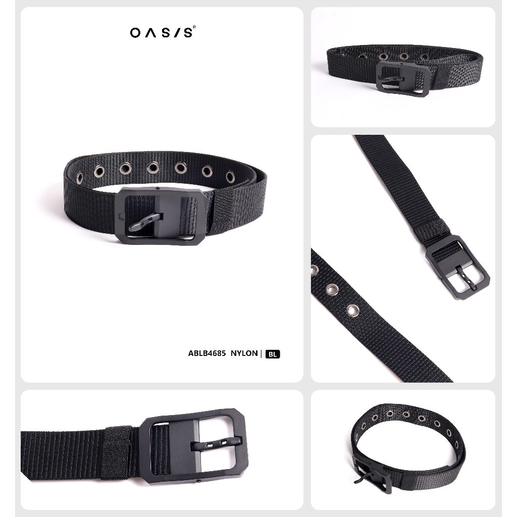 OASIS เข็มขัดหนังผู้ชาย เข็มขัดผ้าไนลอน รุ่น ABLB-4685 สีดำ