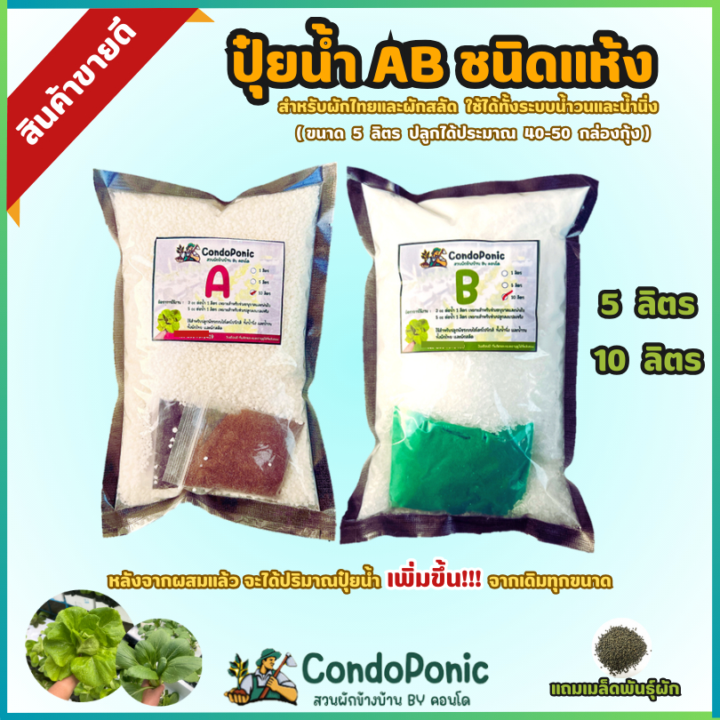 **ถูกที่สุด**ชุดปุ๋ย AB เข้มข้น 5,10 ลิตรสำหรับ ปลูกผักสลัดและผักไฮโดรโปนิกส์