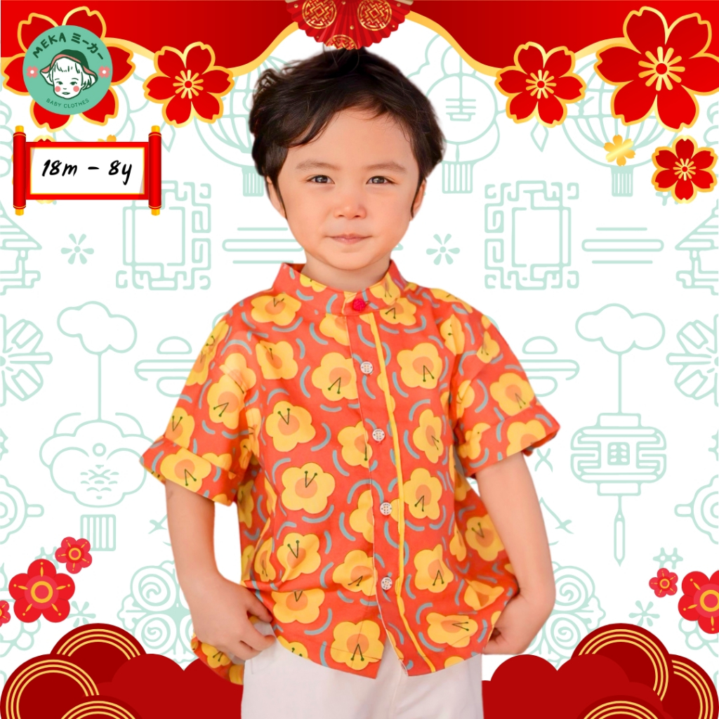 [พร้อมส่ง🇹🇭] เสื้อเชิ้ตเด็ก ลายบานบุรี 🏵 [อายุ 18m-8y] ผ้า 𝙋𝙧𝙚𝙢𝙞𝙪𝙢 𝘾𝙤𝙩𝙩𝙤𝙣 𝙆𝙤𝙧𝙚𝙖𝙣 แบรนด์ 𝙈𝙚𝙠𝙖.𝘽𝙖𝙗𝙮 𝘾𝙡𝙤𝙩𝙝𝙚𝙨